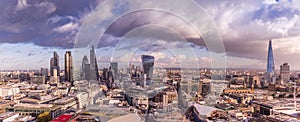 Panoramic skyline of London with Bank district