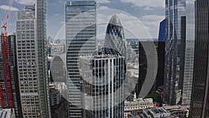 Panoramic skyline view of Bank and Canary Wharf, central London's leading financial districts