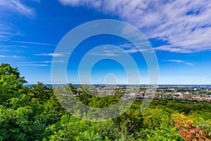 Panoramic skyline view from Mount Royal hill at the Montreal city Canada