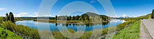 Panoramic of the Snake River at the Oxbow Bend along U.S. Highway 26 photo