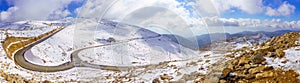 Panoramic snowy landscape of Mount Hermon