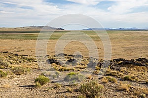 Panoramic spring landscape along the I-80 highway