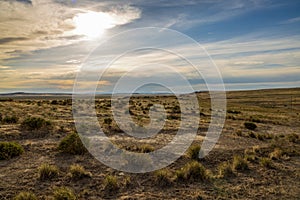 Panoramic spring landscape along the I-80 highway