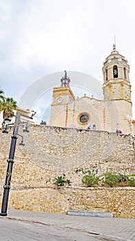 Panoramic from the staircase of the church of Sant Bartomeu y Santa Tecla, Sitges, Barcelona