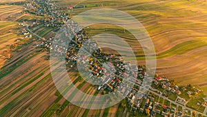 Panoramic summer aerial view of Suloszowa village in Krakow County, Poland