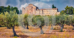 Panoramic summer view of Abbey of San Giovanni in Venere.
