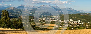 Panoramic Summer view of the city of Gap in Hautes-Alpes. Alps, France