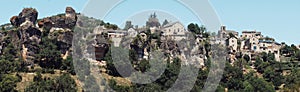 Panoramic Summer View of a Village in the Causses Mountains, France