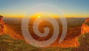 Panoramic sunrise view of Makhtesh crater Ramon