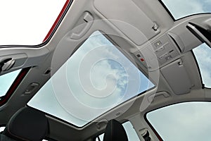 Panoramic sunroof in a passenger car