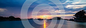 Panoramic sunset on the beach of Ploumanach in Perros-Guirec, CÃ´tes d`Armor, Brittany France