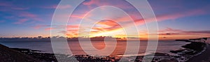 Panoramic of the sunset over the Birling Gap