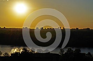 Panoramic sunset view of Belgrade Fortress, Kalemegdan Park