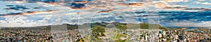 Panoramic sunset view of Port Louis skyline from city fortress, Mauritius