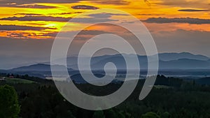 Petzen - Panoramic sunset view seen from mountain resort Petzen, Karawanks, Carinthia, border Austria Slovenia photo