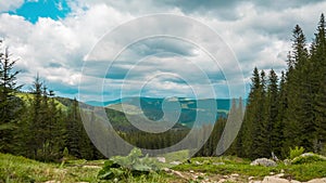 Panoramic timelapse of beautiful countryside of Romania. sunny afternoon