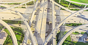 Panoramic top ninety degree view stack interchange expressway in