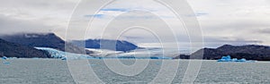 Panoramic of the Upsala glacier in Parque Nacional de los Glaciares Argentina