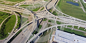 Panoramic vertical view Katy freeway Interstate 10 stack interchange