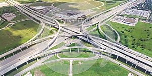 Panoramic vertical view Katy freeway Interstate 10 stack interchange