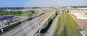 Panoramic vertical view Katy freeway Interstate 10 with clear bl