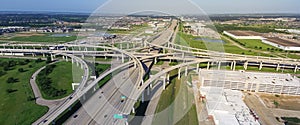 Panoramic vertical view Katy freeway Interstate 10 with clear bl