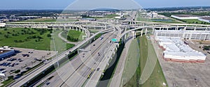 Panoramic vertical view Katy freeway Interstate 10 with clear bl