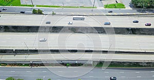 Panoramic vertical view New Orleans US 90 freeway from West Bank