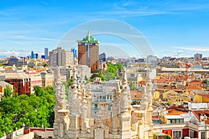 Panoramic view from above on the capital of Spain- the city of M photo