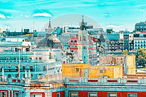 Panoramic view from above on the capital of Spain- the city of M photo