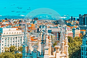 Panoramic view from above on the capital of Spain- the city of M photo