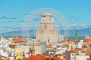 Panoramic view from above on the capital of Spain- the city of M photo