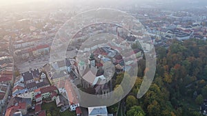 Panoramic view from above on the city Jihlava. Czech Republic