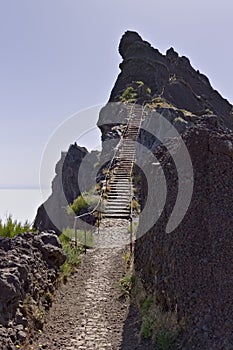 Panoramic view above clouds on `Pico do Arieiro` Sandbox Peak- Stairs to heaven Madeira, Portugal