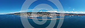 Panoramic view from above on Trieste sea port and city photo