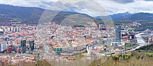 Panoramic view from above of the urbanized area of Bilbao-Basque country-Spain photo