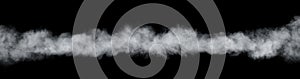 Panoramic view of the abstract fog or smoke move isolated on  black background. White cloudiness, mist, smoke or smog background