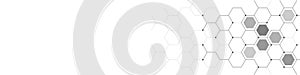 Panoramic view of abstract geometric background with hexagons shape pattern for banner or website header template
