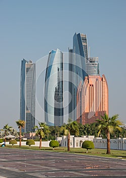 Panoramic view of Abu Dhabi with skyscrapers