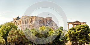 Panoramic view of the Acropolis hill, Athens, Greece