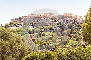 Panoramic view of the Acropolis hill in Athens, Greece