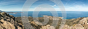 Panoramic view across Calvi Bay and Revellata in Corsica