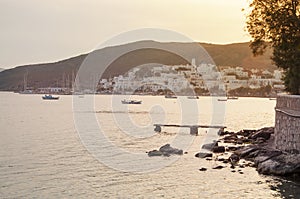 Panoramic view of Adamas town at Milos island in Greece