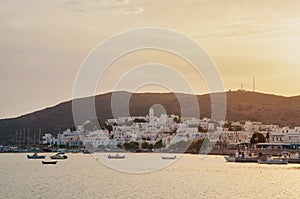 Panoramic view of Adamas town at Milos island in Greece