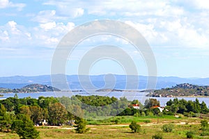 Panoramic view Aegean sea landscape, Sithonia, Chalkidiki