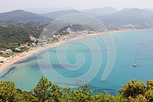 Panoramic view of Agios Georgios beach corfu greece