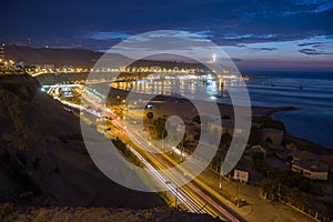 Panoramic view of Agua Dulce beach in Lima, Peru photo