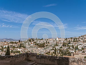 Panoramic view of the Albaicin district in Granada, Andalusia, Spain