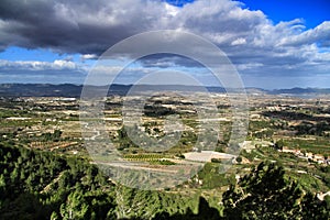 Panoramic view of the Albaida Valley in Valencia