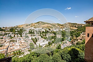 Panoramic view of the Albaycin, an old Muslim district in Granada photo